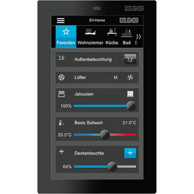 JUNG Smart Control 5 | Touchpanel 5 Zoll HD | kapazitiver Touchscreen | KNX eNet kompatibel | schwarz
