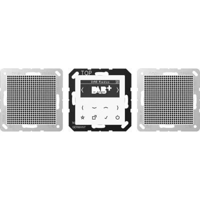 JUNG Smart Radio DAB+ Set Stereo DABA2WW | Unterputz | DAB+ UKW Radio | Radiowecker Bad | 2 Lautsprecher | weiß