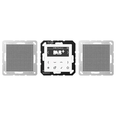 JUNG Smart Radio DAB+ Set Stereo DABA2WW | Unterputz | DAB+ UKW Radio | Radiowecker Bad | 2 Lautsprecher | weiß