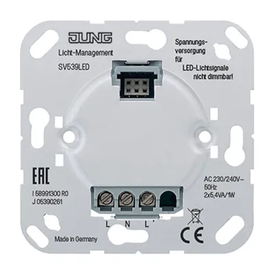 JUNG Spannungsversorgung SV539LED für LED-Lichtsignale | AC 230-240V 50Hz | 2x5,3 VA | Schraubanschluss | nicht dimmbar