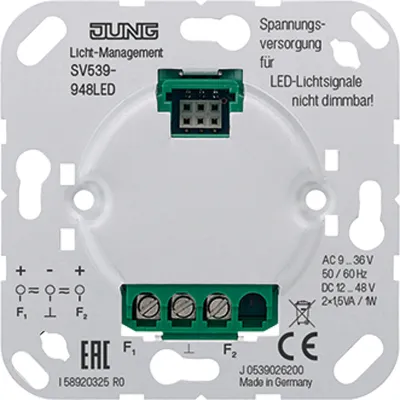 JUNG Spannungsversorgung SV 539-948 LED | AC/DC 9-48V | Für LED-Lichtsignale | Schraubanschluss | IP20 | nicht dimmbar