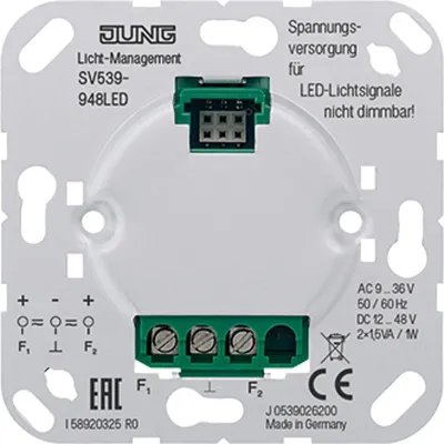 JUNG Spannungsversorgung SV 539-948 LED | AC/DC 9-48V | Für LED-Lichtsignale | Schraubanschluss | IP20 | nicht dimmbar