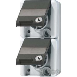 Jung Steckdose 2fach waagerecht 8220NAWSL WG800 bruchsicher IP44 Jung Steckdose 