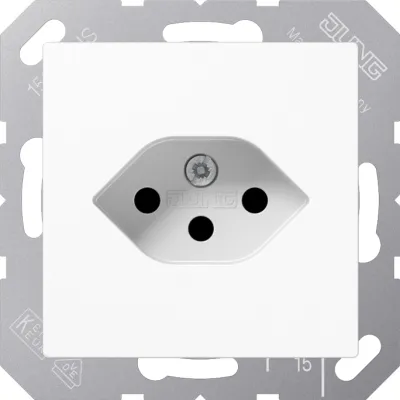 JUNG Steckdose Typ 13 A1520-13BFSEVWW | Schweizer Norm | Unterputz | 10A 250V | Federklemmen | Kunststoff | alpinweiß