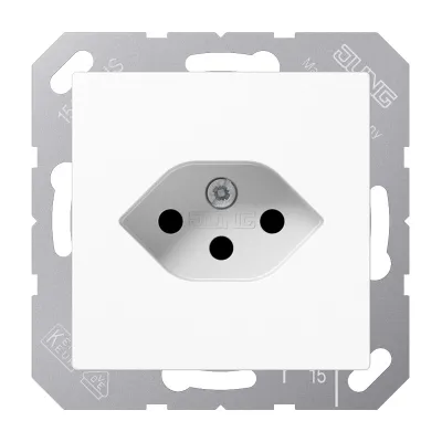 JUNG Steckdose Typ 13 A1520-13BFSEVWW | Schweizer Norm | Unterputz | 10A 250V | Federklemmen | Kunststoff | alpinweiß