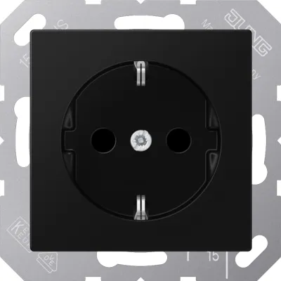 JUNG SCHUKO Steckdose A1520BFKISWM | Unterputz | Berührungsschutz | Federklemmen | 16A 250V | IP20 | graphitschwarz matt