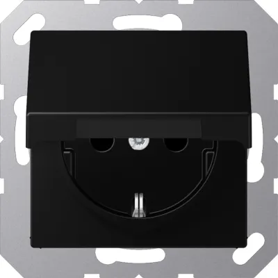 JUNG SCHUKO Steckdose A1520BFKLSWM | Unterputz | Klappdeckel | IP44 | 16A | Federklemmen | graphitschwarz matt