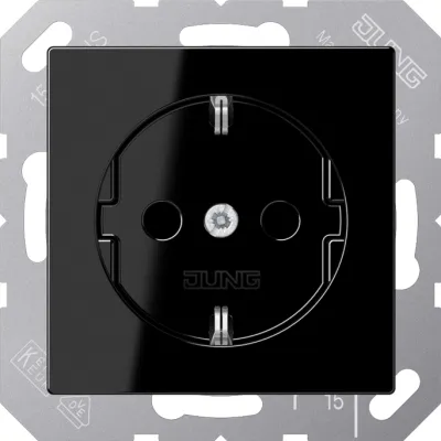 JUNG SCHUKO Steckdose A1521BFSW | Unterputz | 16A 250V | IP20 | Schraubklemmen | glänzend | thermoplast | schwarz