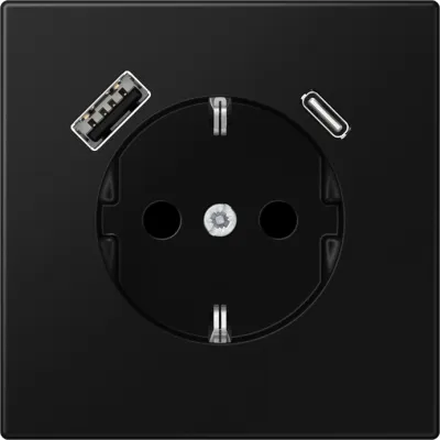 JUNG SCHUKO Steckdose Unterputz LS1520-15CASWM | USB-C & USB-A | Schnellladefunktion | 16A | graphitschwarz