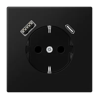 JUNG SCHUKO Steckdose Unterputz LS1520-15CASWM | USB-C & USB-A | Schnellladefunktion | 16A | graphitschwarz