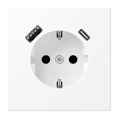 JUNG SCHUKO Steckdose Unterputz | USB-A & USB-C 3A | Berührungsschutz | Thermoplast | schneeweiß