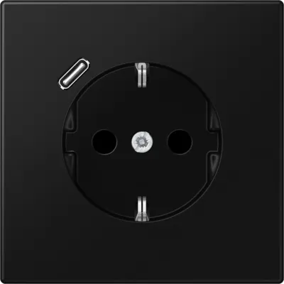 JUNG SCHUKO Steckdose LS1520-18CSWM | USB C Schnellladefunktion | Unterputz | Berührungsschutz | graphitschwarz