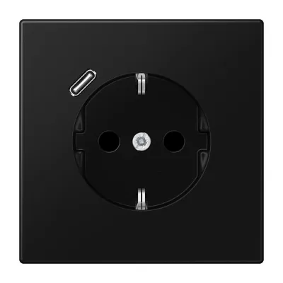 JUNG SCHUKO Steckdose LS1520-18CSWM | USB C Schnellladefunktion | Unterputz | Berührungsschutz | graphitschwarz