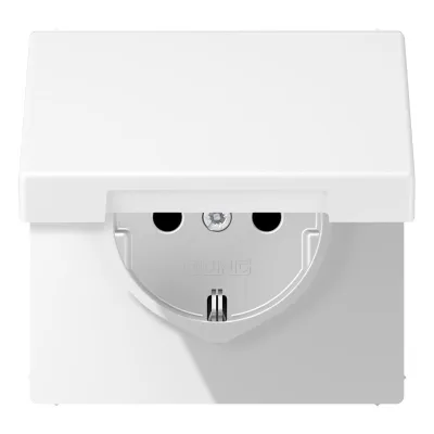 JUNG SCHUKO Steckdose LS1520BFKLWWM | Unterputz IP44 | Klappdeckel | 16A 250V | Kunststoff matt | schneeweiß