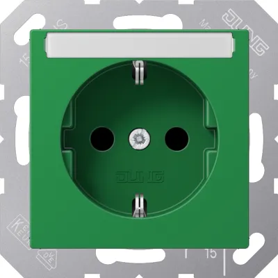 JUNG SCHUKO-Steckdose A 1520 BFKINA GN | Unterputz | 16A 250V | Berührungsschutz | Schriftfeld | grün | Thermoplast