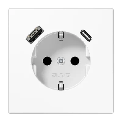 JUNG SCHUKO Steckdose LS1520-15CAWW | USB A+C Ladefunktion | Unterputz | erhöht. Berührungsschutz | 16A 250V | alpinweiß
