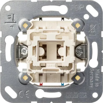 JUNG Taster 1-polig | Schließer | Unterputz | 10AX 250V | Wippe | Meldekontakt | glänzend | halogenfrei | IP20