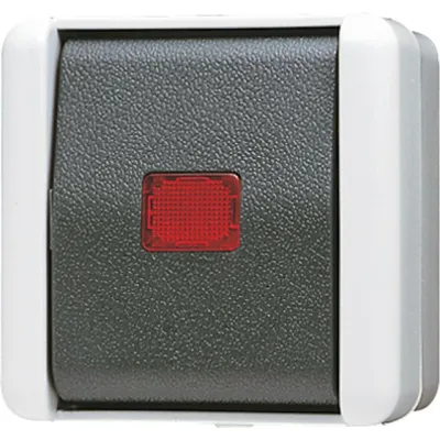 JUNG Taster 1-polig Schließer 834W WG800 | Aufputz | separater Meldekontakt | IP44 | beleuchtbar | Thermoplast | grau