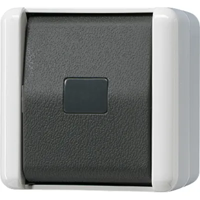 JUNG Taster 1-polig Schließer 834W WG800 | Aufputz | separater Meldekontakt | IP44 | beleuchtbar | Thermoplast | grau
