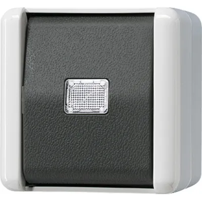 JUNG Taster 1-polig Wechsler 833W WG800 | Aufputz | IP44 | mit Beleuchtung | N-Klemme | Thermoplast | grau/anthrazit