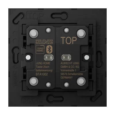 JUNG HOME Wandsender BT A 1002 | 2-fach Taster | Funk 4-Kanal | Bluetooth Mesh | Aufputz | Alexa & Google Assistant