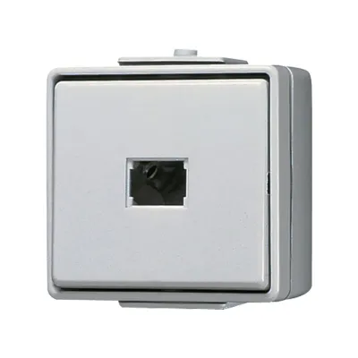 Jung Taster 1-polig Wechsler 633W WG600 | Aufputz | N-Klemme | IP44 | beleuchtbar | Duroplast | grau RAL7035