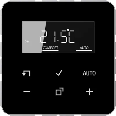 JUNG Raumthermostat TRDCD1790SW | Raumtemperaturregler 230V 16A | digital | externes Fühler | schwarz RAL9005