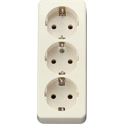 JUNG Schuko Steckdose 3-fach 10S23LA AP600 | Aufputz | 16A 250V | Funktionsbeleuchtung | Kunststoff | cremeweiß