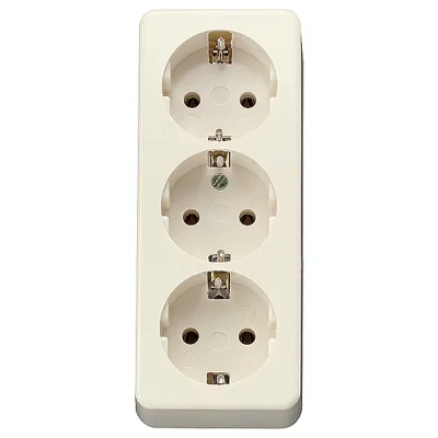JUNG Schuko Steckdose 3-fach 10S23LA AP600 | Aufputz | 16A 250V | Funktionsbeleuchtung | Kunststoff | cremeweiß