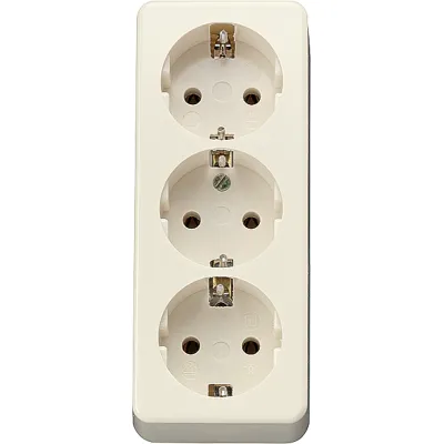 Jung Tischsteckdose 3-fach 10S23L AP600 | SCHUKO | 16A 250V | Zugentlastung | bruchsicher | Kunststoff | cremeweiß