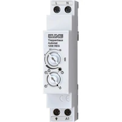 Jung Treppenhausautomat 1208REG | 230V | 16A | DIN-Schiene | elektronisch | einstellbare Nachlaufzeit