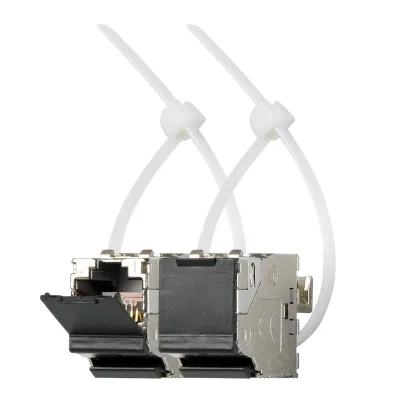 JUNG Universalmodul UMA-CAT6A-25 | Cat 6A Modular-Jack geschirmt | RJ45 Buchse | PoE+ | Staubschutz | Metall