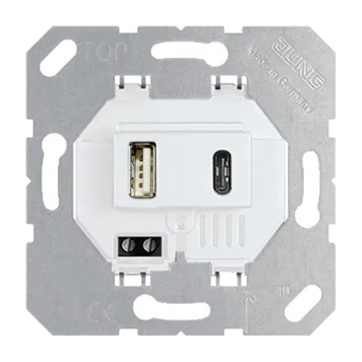 JUNG USB-Ladegerät USB15CAWW | USB-Steckdose Unterputz | 1× USB-A & 1× USB-C | 5V 3A | alpinweiß RAL9010