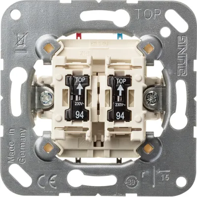 JUNG Serienschalter 2-fach | Unterputz | Kontrollleuchte | 10AX 250V | IP20 | halogenfrei | weiß