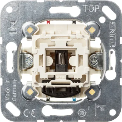 JUNG Wipp-Kontrollschalter 506KOU | Wechselschalter Unterputz | 10AX 250V | Glimmlampe | IP20 | Federklemmen