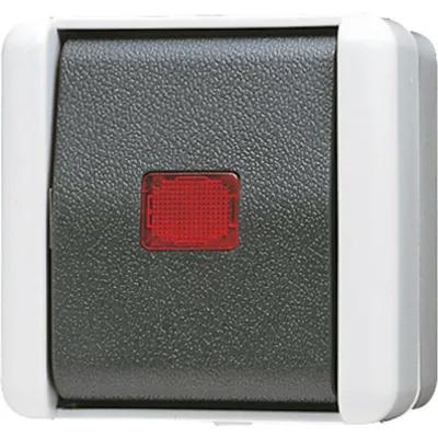 JUNG Wipp-Kontrollschalter 806KOW | Wechselschalter IP44 | Aufputz | Glimmlampe | Thermoplast | grau RAL 7035
