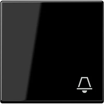JUNG Wippe A590KSW für Taster | Symbol Klingel | Duroplast glänzend | 55x55 mm | IP44 | schwarz