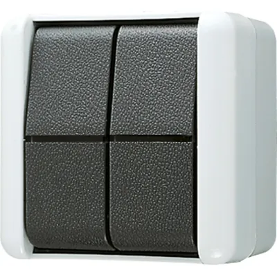 JUNG Wippschalter Doppel-Wechselschalter 809W | Aufputz IP44 | 10AX 250V | 2-fach | Thermoplast grau RAL 7035