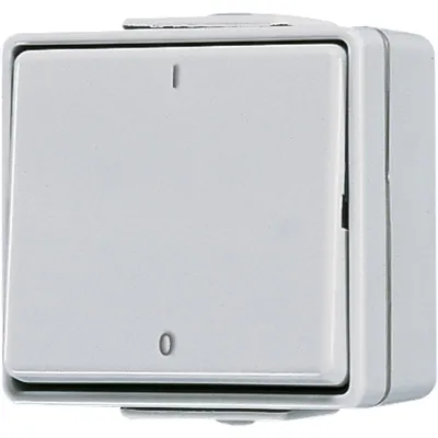 JUNG Wippschalter Aus 2-polig 602W WG600 | Aufputz | LED beleuchtet | IP44 | Duroplast | grau RAL 7035