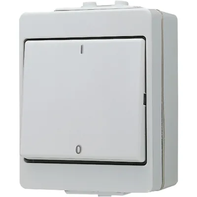 Jung Wippschalter 3-polig 603W | Aus-Schalter IP44 | 16AX 400V | Aufputz | beleuchtet | Duroplast | grau