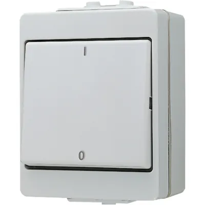 Jung Wippschalter 3-polig 603W | Aus-Schalter IP44 | 16AX 400V | Aufputz | beleuchtet | Duroplast | grau