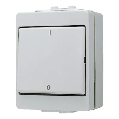 Jung Wippschalter 3-polig 603W | Aus-Schalter IP44 | 16AX 400V | Aufputz | beleuchtet | Duroplast | grau