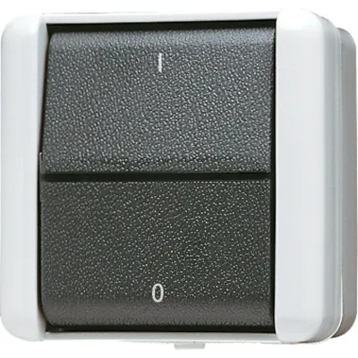 JUNG Wippschalter Aus 3-polig 803W WG800 | 16AX 400V | Aufputz IP44 | beleuchtet | Thermoplast | grau RAL 7035