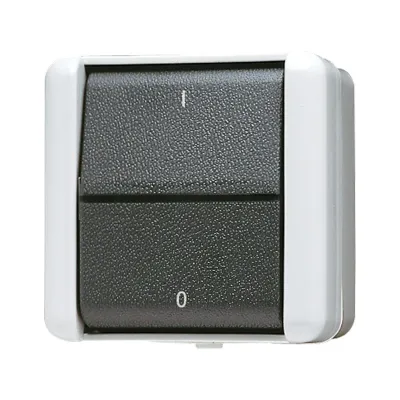 JUNG Wippschalter Aus 3-polig 803W WG800 | 16AX 400V | Aufputz IP44 | beleuchtet | Thermoplast | grau RAL 7035