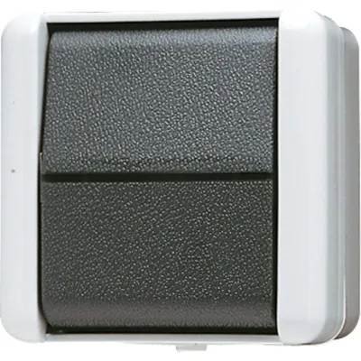 JUNG Wippschalter Kreuz 807W WG800 | Kreuzschalter | IP44 Aufputz | 10AX 250V | LED beleuchtet | Thermoplast | grau