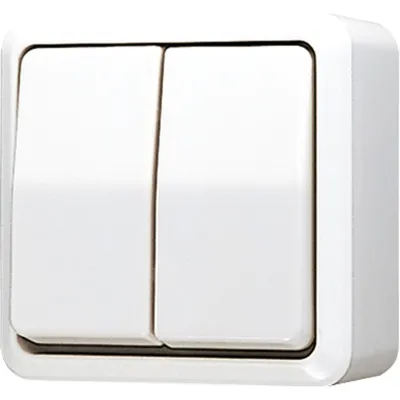 JUNG Serienschalter 605AWW AP600 | Wippschalter 2-fach | Aufputz | 10AX 250V | beleuchtet | Duroplast | IP20 | alpinweiß