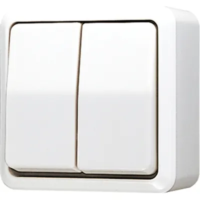 JUNG Serienschalter 605AWW AP600 | Wippschalter 2-fach | Aufputz | 10AX 250V | beleuchtet | Duroplast | IP20 | alpinweiß