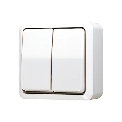 JUNG Serienschalter 605AWW AP600 | Wippschalter 2-fach | Aufputz | 10AX 250V | beleuchtet | Duroplast | IP20 | alpinweiß