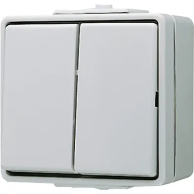 JUNG Serienschalter Aufputz 605W WG600 | Wippschalter 2-polig IP44 | beleuchtbar | 10AX 250V | Duroplast grau RAL7035