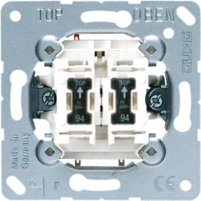 JUNG Serienschalter 505U5 | Wippschalter 2-fach | Unterputz | beleuchtet | 10AX 250V | weiß | IP20 | halogenfrei